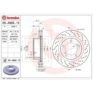 brembo Premium Xtra Cross Drilled UV Coated 1-Piece Front Brake Rotors for Lexus LX570 - 09.A966.1X