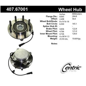 Centric Premium™ Wheel Bearing And Hub Assembly for 2010 Dodge Ram 2500 - 407.67001