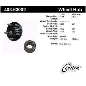 Centric Premium™ Wheel Hub Repair Kit for 1998 Plymouth Neon - 403.63002