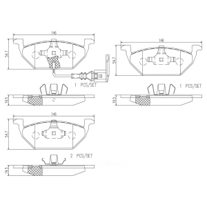 brembo Premium Ceramic Front Disc Brake Pads for 2005 Volkswagen Golf - P85072N