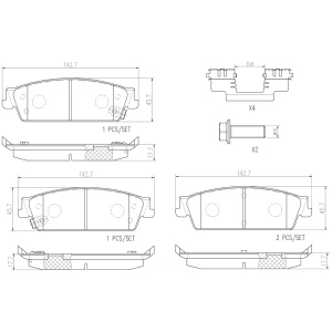 brembo Premium Ceramic Rear Disc Brake Pads for 2013 GMC Yukon - P10045N