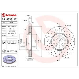 brembo Premium Xtra Cross Drilled UV Coated 1-Piece Front Brake Rotors for 2004 Volvo S60 - 09.8633.1X