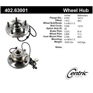Centric Premium™ Wheel Bearing And Hub Assembly for 2004 Chrysler Pacifica - 402.63001