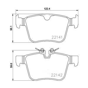 brembo Premium Low-Met OE Equivalent Rear Brake Pads for 2017 Jaguar XF - P86029