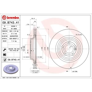 brembo UV Coated Series Vented Rear Brake Rotor for Mercedes-Benz SL550 - 09.B743.41