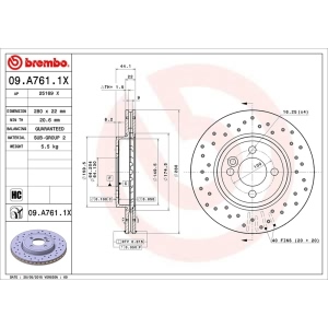 brembo Premium Xtra Cross Drilled UV Coated 1-Piece Front Brake Rotors for 2015 Mini Cooper - 09.A761.1X