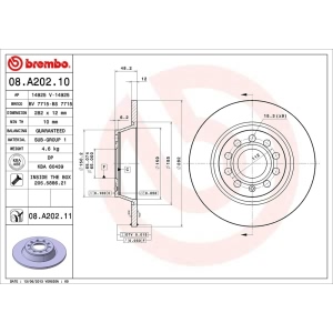 brembo UV Coated Series Solid Rear Brake Rotor for 2006 Audi A3 Quattro - 08.A202.11