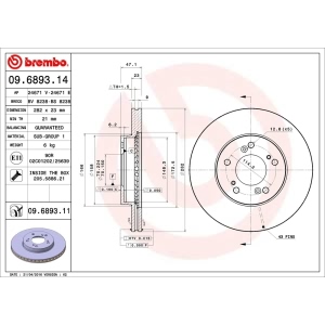 brembo UV Coated Series Vented Front Brake Rotor for Isuzu Oasis - 09.6893.11
