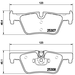 brembo Premium Low-Met OE Equivalent Rear Brake Pads for 2018 BMW 320i xDrive - P06071