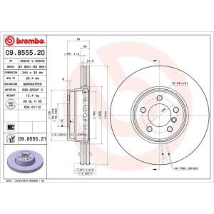 brembo UV Coated Series Vented Front Brake Rotor for 2005 Land Rover Range Rover - 09.8555.21