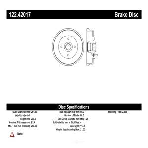 Centric Premium™ Brake Drum for 1986 Nissan Stanza - 122.42017