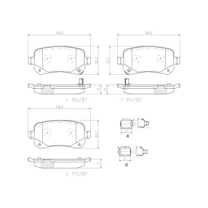 brembo Premium Ceramic Rear Disc Brake Pads for Volkswagen Routan - P11021N