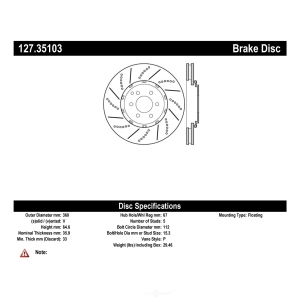 Centric Premium™ OE Style Drilled And Slotted Brake Rotor for 2019 Mercedes-Benz AMG GT C - 127.35103