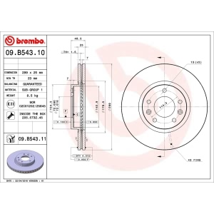 brembo UV Coated Series Vented Front Brake Rotor for 2007 Lincoln MKZ - 09.B543.11