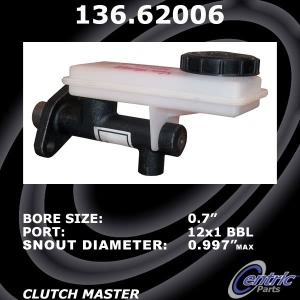 Centric Premium Clutch Master Cylinder for 1991 GMC C1500 - 136.62006