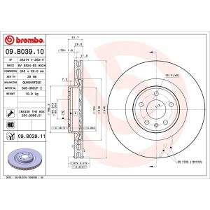 brembo UV Coated Series Vented Front Brake Rotor for 2008 Audi S5 - 09.B039.11