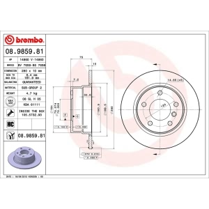 brembo UV Coated Series Solid Rear Brake Rotor for 2005 BMW Z4 - 08.9859.81