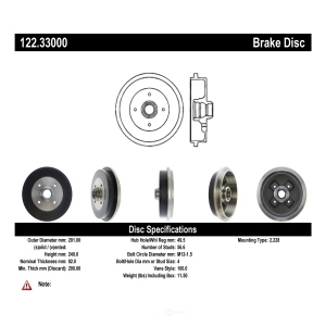 Centric Premium Rear Brake Drum for 1986 Audi 4000 - 122.33000