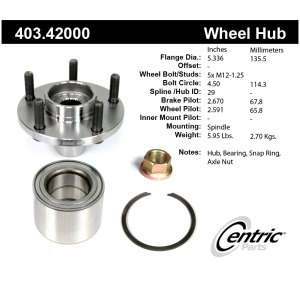 Centric Premium™ Wheel Hub Repair Kit for 2005 Nissan Maxima - 403.42000