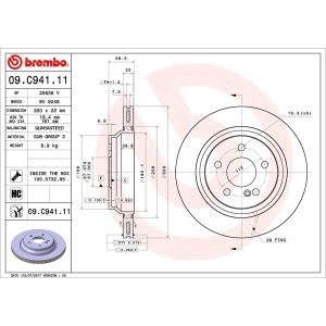 brembo UV Coated Series Vented Rear Brake Rotor for 2013 Mercedes-Benz S350 - 09.C941.11