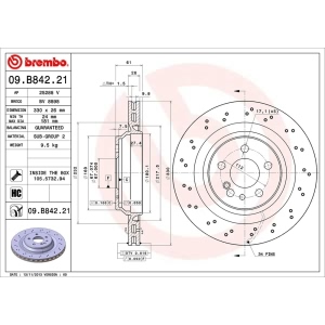 brembo UV Coated Series Drilled Vented Rear Brake Rotor for 2004 Mercedes-Benz S55 AMG - 09.B842.21