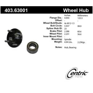 Centric Premium™ Wheel Hub Repair Kit for 1995 Plymouth Neon - 403.63001
