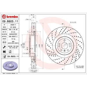 brembo UV Coated Series Drilled and Slotted Front Brake Rotor for 2012 Mercedes-Benz ML63 AMG - 09.B805.11