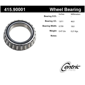 Centric Premium™ Rear Driver Side Outer Wheel Bearing for 1985 Mercedes-Benz 300D - 415.90001