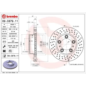 brembo UV Coated Series Drilled Front Driver Side Brake Rotor for Porsche Boxster - 09.C879.11