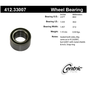 Centric Premium™ Front Driver Side Double Row Wheel Bearing for 1992 Volkswagen Fox - 412.33007