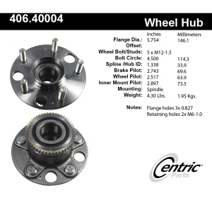 Centric C-Tek™ Rear Driver Side Standard Non-Driven Wheel Bearing and Hub Assembly for 1998 Isuzu Oasis - 406.40004E