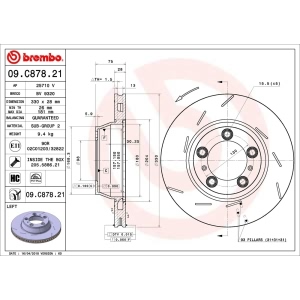 brembo UV Coated Series Slotted Vented Rear Driver Side Brake Rotor for 2015 Porsche Panamera - 09.C878.21
