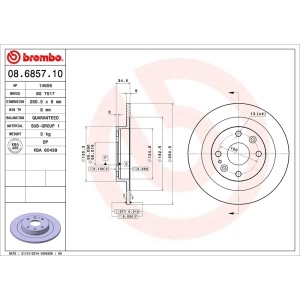 brembo OE Replacement Solid Rear Brake Rotor for 1995 Mazda MX-3 - 08.6857.10