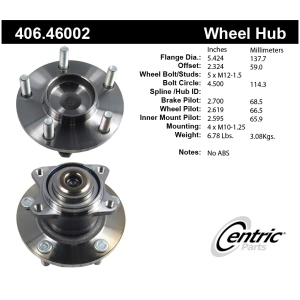 Centric Premium™ Wheel Bearing And Hub Assembly for Mitsubishi Galant - 406.46002