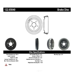 Centric Premium Rear Brake Drum for 2007 Mazda B4000 - 122.65040
