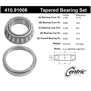 Centric Premium™ Front Driver Side Inner Wheel Bearing and Race Set for 1986 Chevrolet Astro - 410.91006