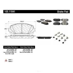 Centric Posi Quiet™ Ceramic Front Disc Brake Pads for 2020 Toyota Prius AWD-e - 105.11841