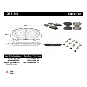 Centric Posi Quiet™ Ceramic Front Disc Brake Pads for 2017 Toyota Prius Prime - 105.11841