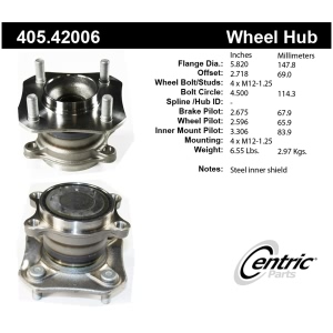 Centric Premium™ Hub And Bearing Assembly for 2008 Nissan Sentra - 405.42006