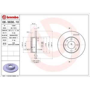 brembo OE Replacement Front Brake Rotor for 1988 Yugo GVX - 08.3636.10