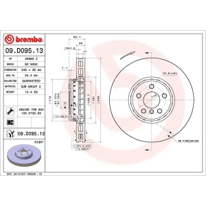 brembo OE Replacement Vented Front Passenger Side Brake Rotor - 09.D095.13