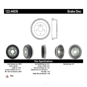 Centric Premium Rear Brake Drum for 2001 Toyota Camry - 122.44030