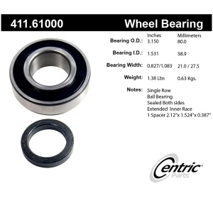 Centric Premium™ Rear Driver Side Single Row Wheel Bearing for Ford E-150 Econoline Club Wagon - 411.61000
