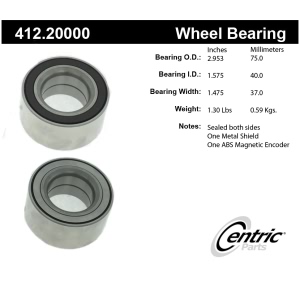 Centric Premium™ Front Driver Side Double Row Wheel Bearing for Jaguar X-Type - 412.20000