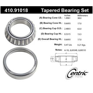 Centric Premium™ Rear Driver Side Outer Wheel Bearing and Race Set for 1987 Mazda RX-7 - 410.91018