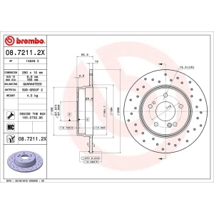 brembo Premium Xtra Cross Drilled UV Coated 1-Piece Rear Brake Rotors for 2005 Mercedes-Benz CLK320 - 08.7211.2X