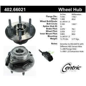 Centric Premium™ Front Passenger Side Driven Wheel Bearing and Hub Assembly for 2019 Chevrolet Tahoe - 402.66021