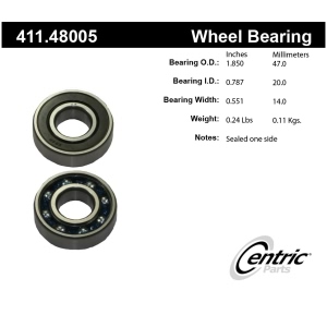 Centric Premium™ Axle Shaft Bearing Assembly Single Row for 1991 Geo Metro - 411.48005