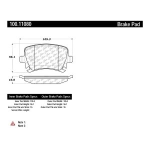 Centric Formula 100 Series™ OEM Brake Pads for 2017 Volkswagen Tiguan - 100.11080