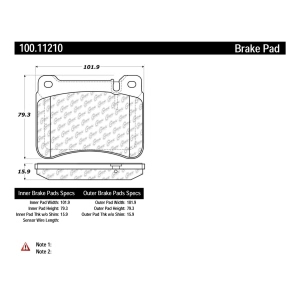 Centric Formula 100 Series™ OEM Brake Pads for 2007 Mercedes-Benz SLK350 - 100.11210